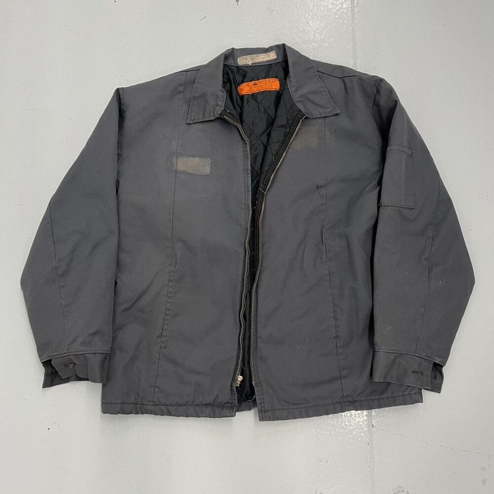 Vintage 70s Red Kap Grey Canvas Workwear Mechanics Jacket